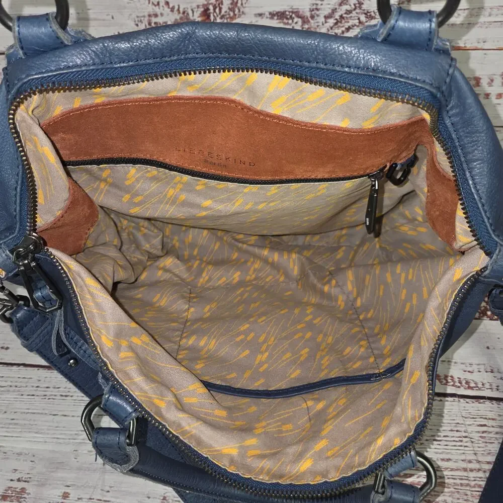 Liebeskind Berlin Esther Lg Blue Leather Satchel Bag Blue Handles & Strap Purse